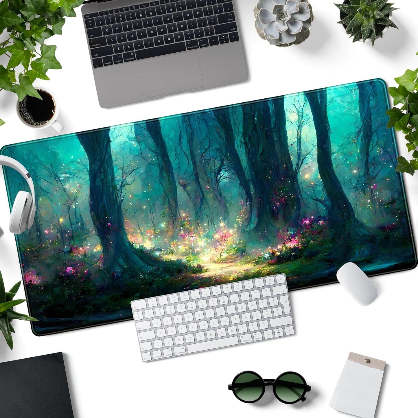Japanese Desk Mat Riverside Full Moon Desk Pad Black Red Large Mouse Pad Gaming Mousepad Extended XXL Keyboard Pad 31.5 x 15.7 in Laptop Computer Mouse Keyboard Mat for Office Desk Decor