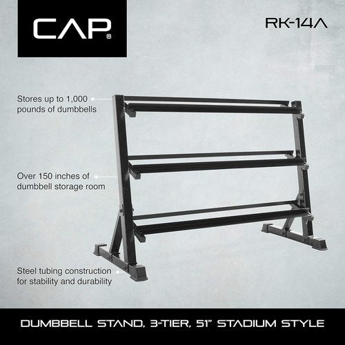 CAP Barbell Dumbbell Rack for 5-50lb & 5-75lb Weights | Durable Storage Solution