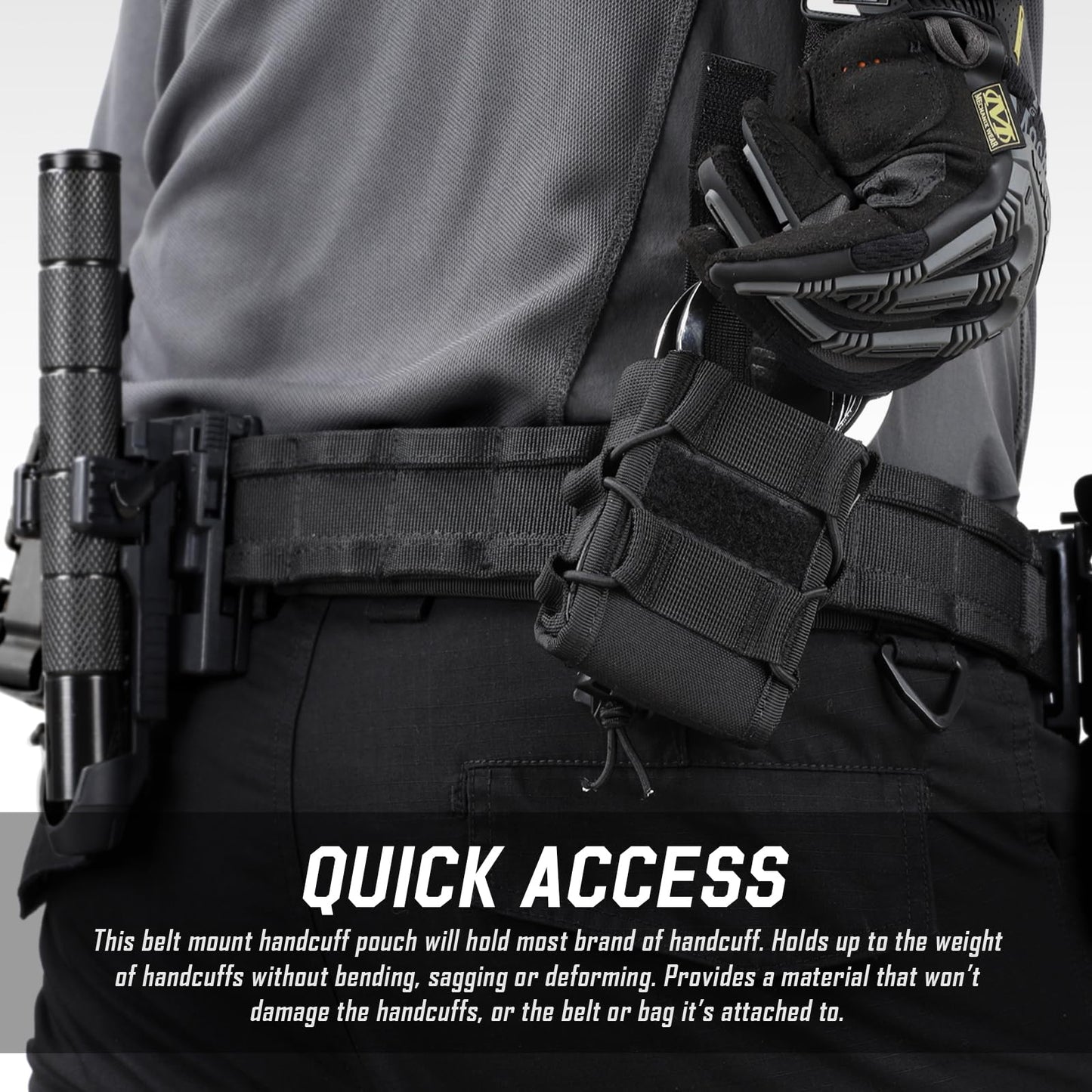 Molle Handcuff Holster, Handcuff Pouch for Duty Belt/Police Vest, Handcuffs Case Fit Asp/Hinged/Chain/Folding Rigid Handcuffs, Quick Release Cuff Holder