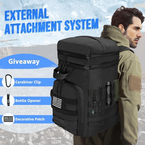 WOTOW Backpack Cooler 45 Cans - Tactical Insulated Soft Cooler Bag for Men Women - Large Capacity Leakproof Back Pack with Widened Top Handle, Cooler Backpack Camping Hiking Picnics Beach (Dark Black)