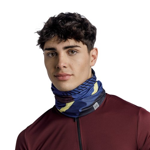 BUFF CoolNet UV Bike Neck Gaiter, Reflective, UPF 50 Sun Protection, Breathable, Cooling Bandana, Quick Dry Face Mask, Akim Cobalt, Adult Size