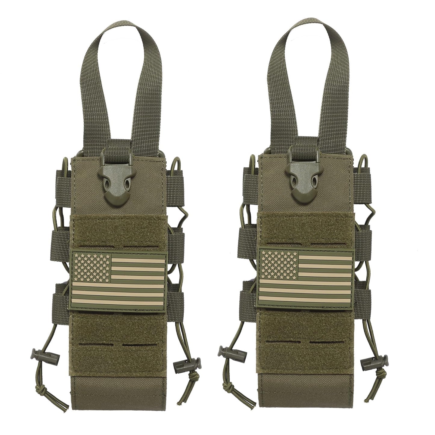 Molle Water Bottle Holder Molle Pouch Carrier,Tactical Water Bottle Pouch,Water Bottle Carrier with Strap,Tactical Molle Water Bottle Pouch,Water Bottle Holder Carrier for Walking (2 PCS GREEN)