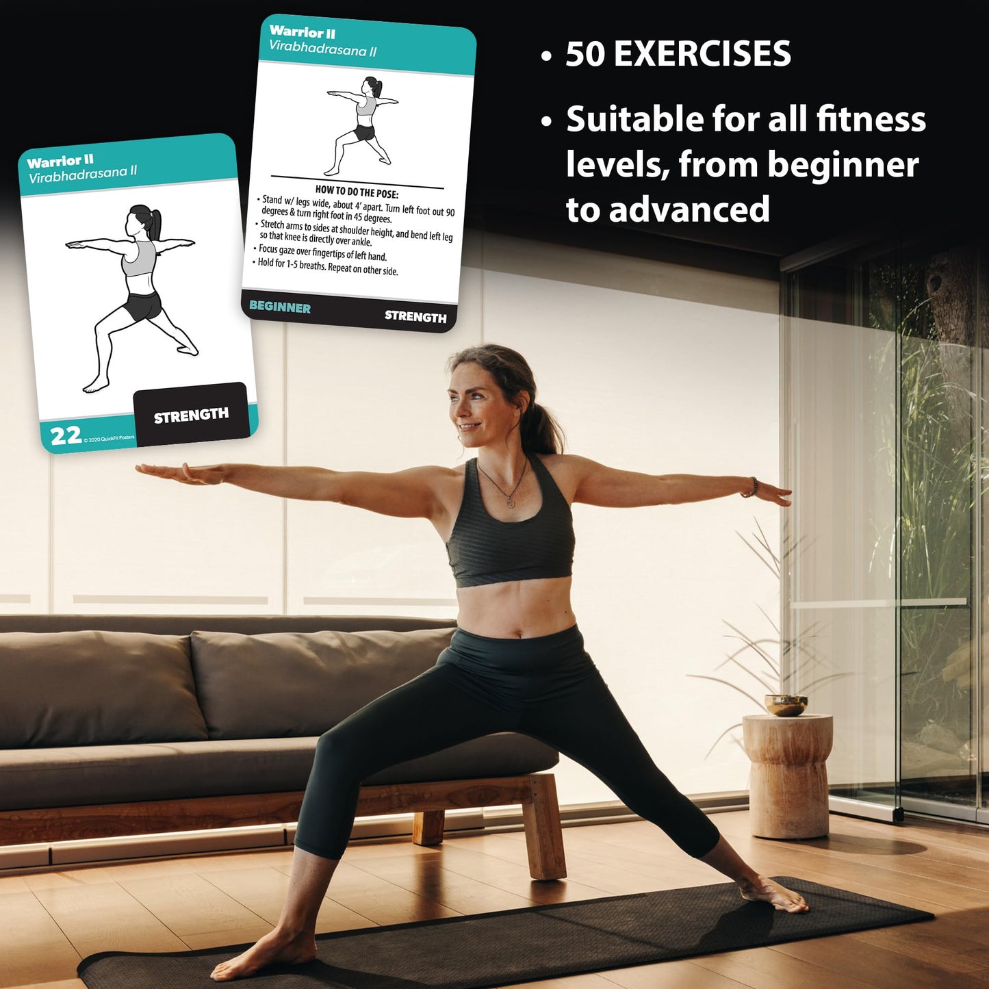 2 Pack - Dumbbell & Yoga Pose Exercise Cards - Fitness Workout Playing Cards