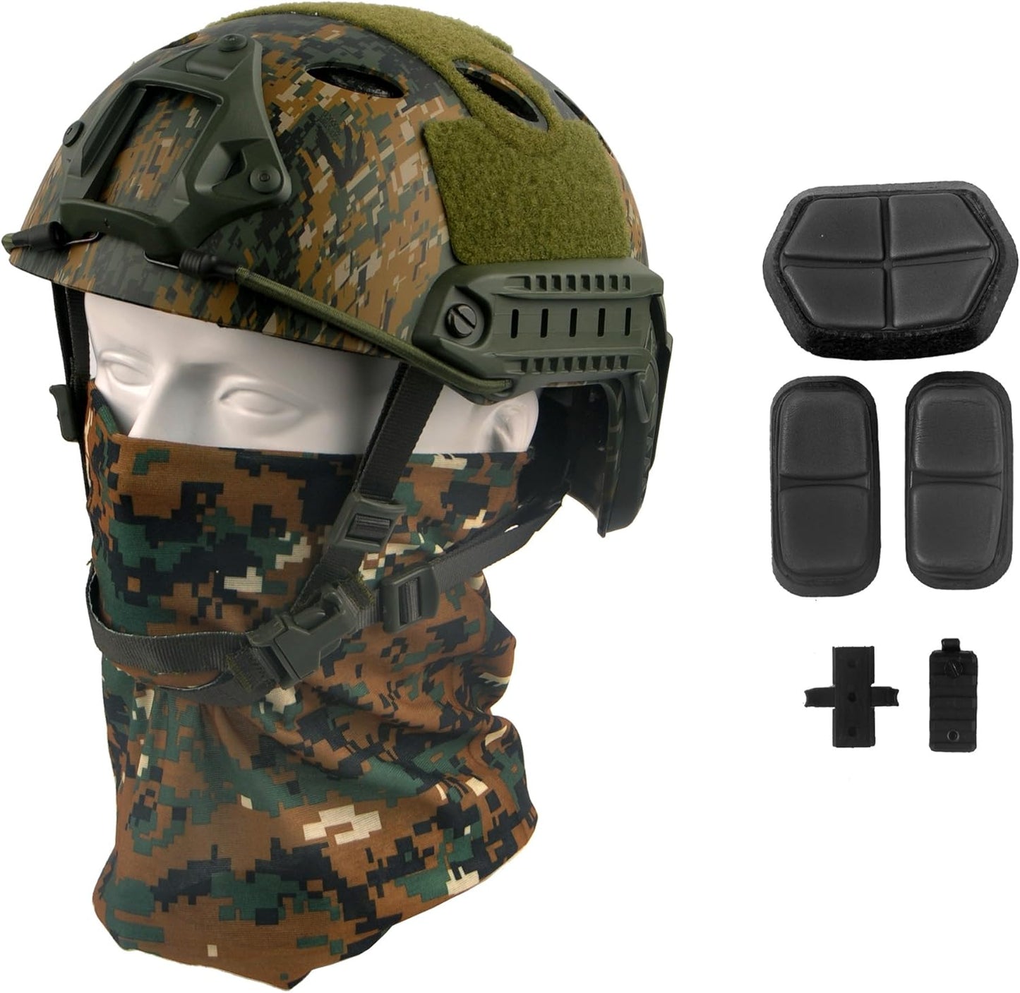 LOOGU Fast BJ Base Jump Tactical Helmet for Airsoft with 12-in-1 Headwear