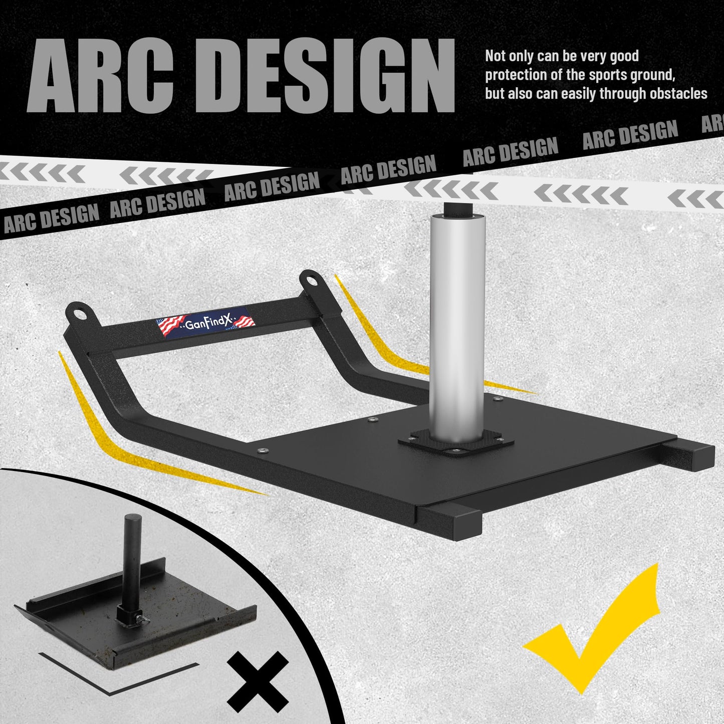 GanFindX Weight Sled, Workout Sled, Fitness Strength Training Sled for Athletic Exercise and Speed Improvement, Suitable for 1" and 2" Weight Plates