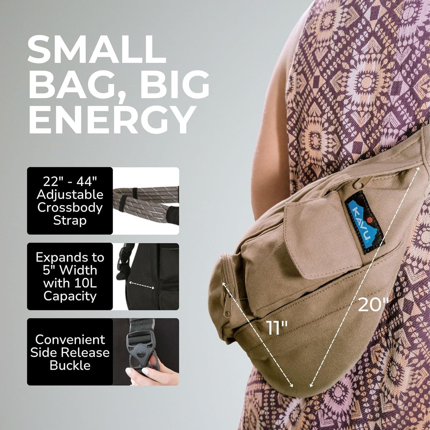 KAVU Rope Bag - Sling Pack for Hiking, Camping, and Commuting