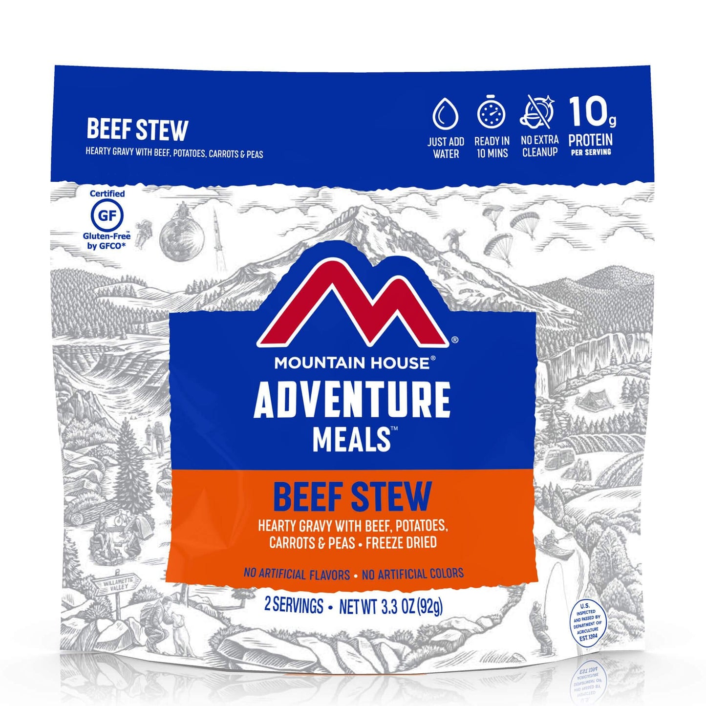 Mountain House Granola with Milk & Blueberries | Freeze Dried Backpacking & Camping Food | 2 Servings and Mountain House Beef Stew | Freeze Dried Backpacking & Camping Food | 2 Servings | Gluten-Free