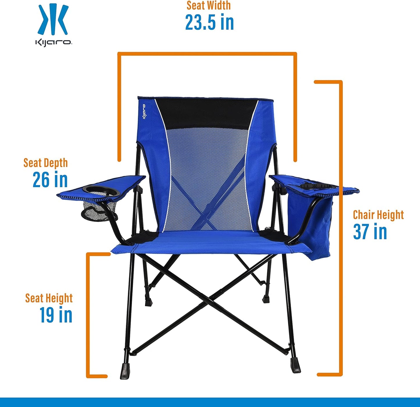 Kijaro Enjoy Versatile Folding Sports, Outdoor Chair & Lawn Chair, Dual Lock Feature, Maldives Blue (Hard Arm)