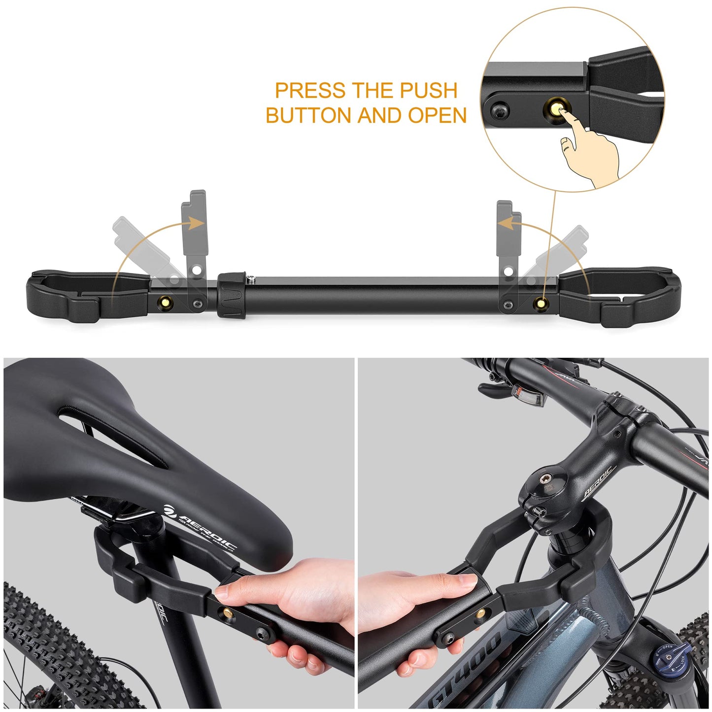 Bike Crossbar Adapter for Bike Rack (32kg/70lbs) - Top Tube Cross-Bar Adjustable - Bicycle Bike Adapter Bar for Low-Step Step-Through Bikes, BMXs, Ladies and Kids Bikes (1 PC)