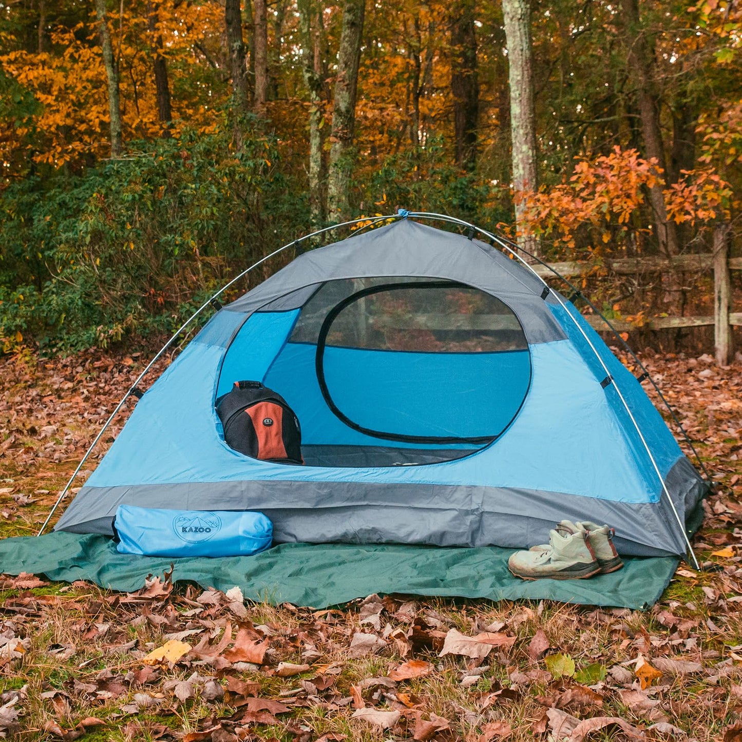 KAZOO Waterproof Backpacking Tent 2/3 Person Lightweight Camping Tents 2/3 People Hiking Tents Aluminum Frame Double Layer (2P Blue)