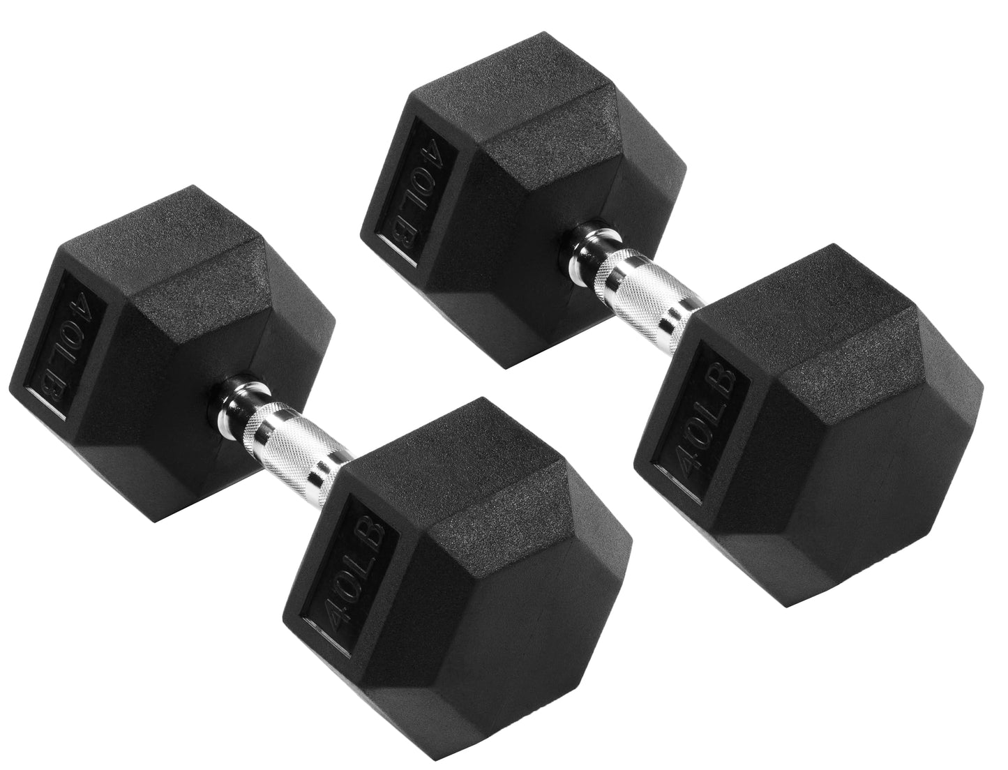Fitvids Premium Rubber Encased Hex Dumbbell, 40LB Pair