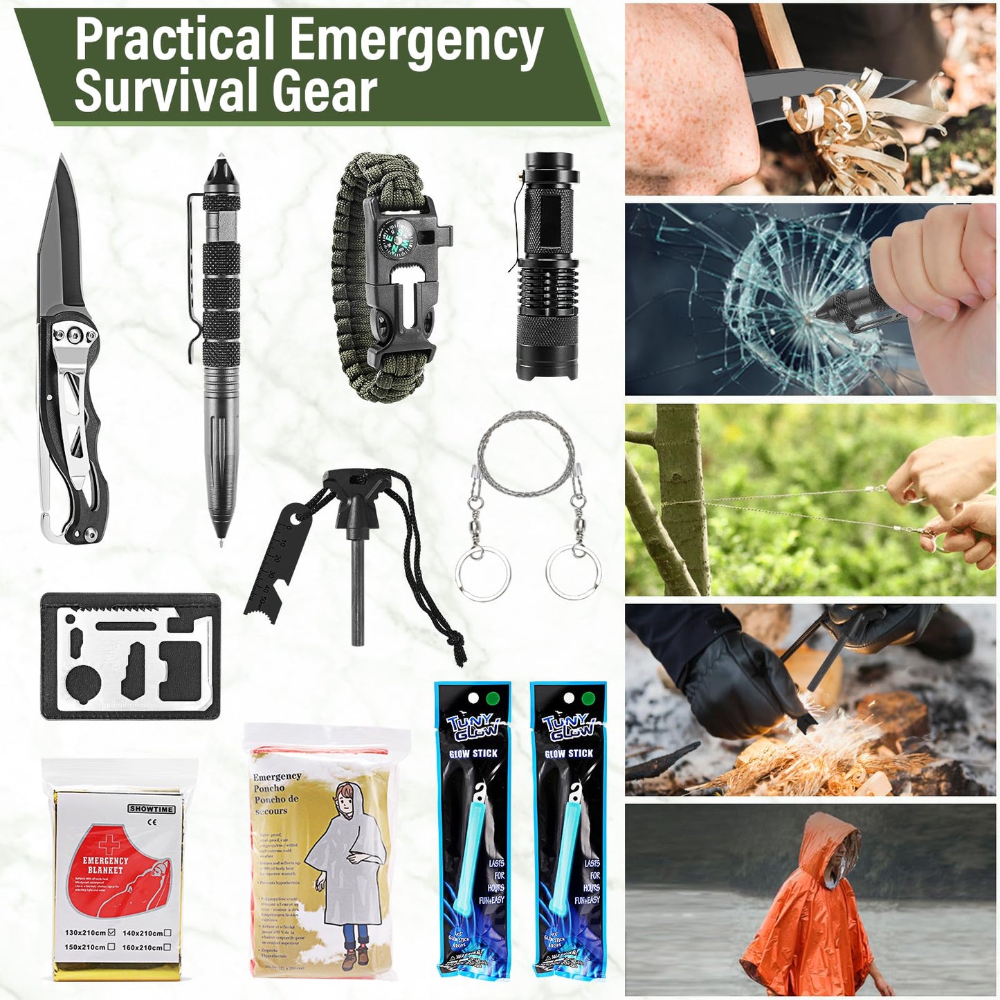 Survival First Aid Kit, Molle Medical Pouch 282PCS Outdoor Emergency Survival Gear and Equipment for Hiking Camping Hunting Car Boat Home Travel and Adventures, Perfect Gifts for Him Men