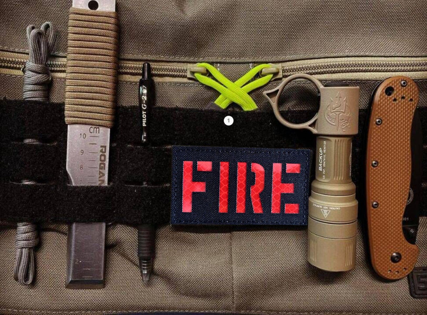 2 Pack Reflective FIRE Patch with Hook Back for Service Harness Tactical Vest Patch (Black-Red)