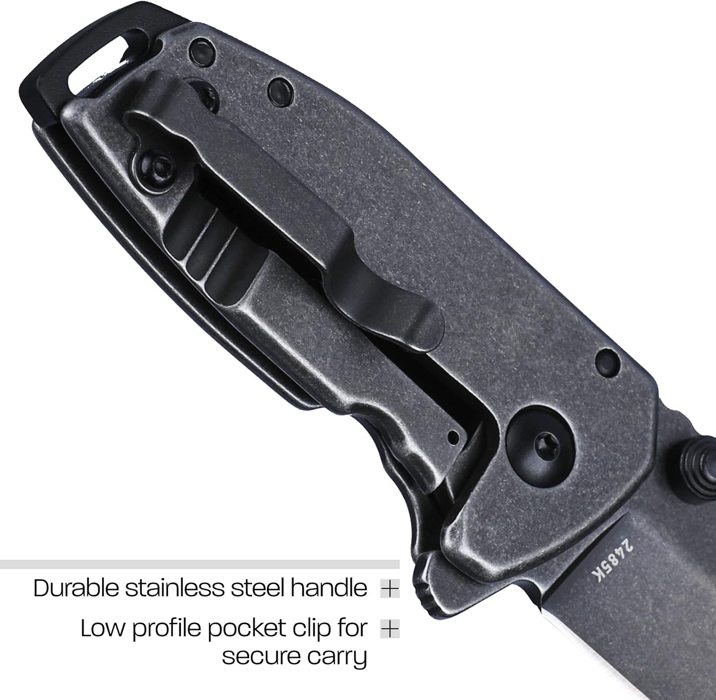 CRKT Squid Everyday Carry EDC Pocket Folding Knife with Frame Lock: Stainless Steel Plain Edge Blade, Stainless Steel Handle, Pocket Clip, 2490KS