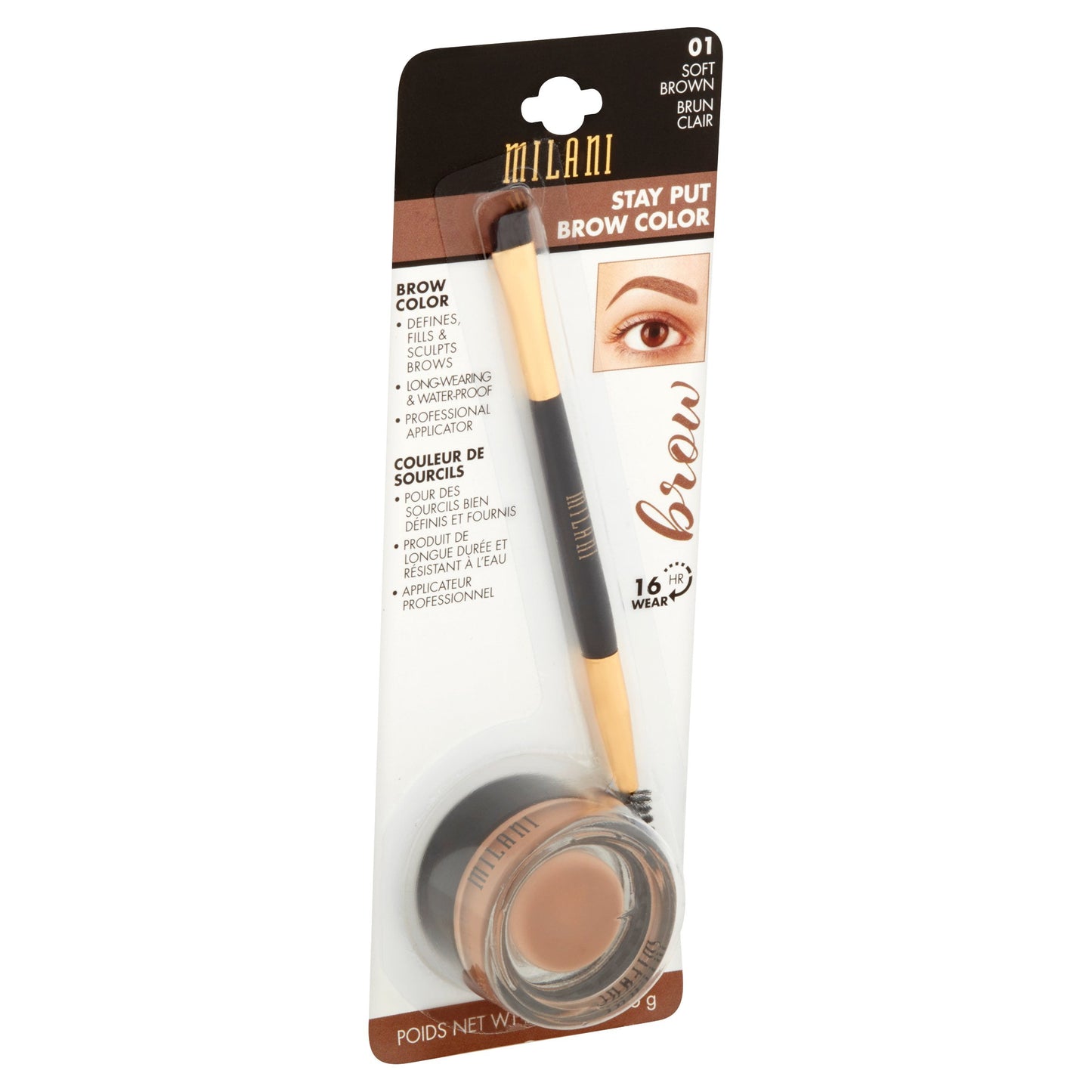 Milani Stay Put Brow Color | Soft Brown | Long-Lasting Formula, 0.09 Oz