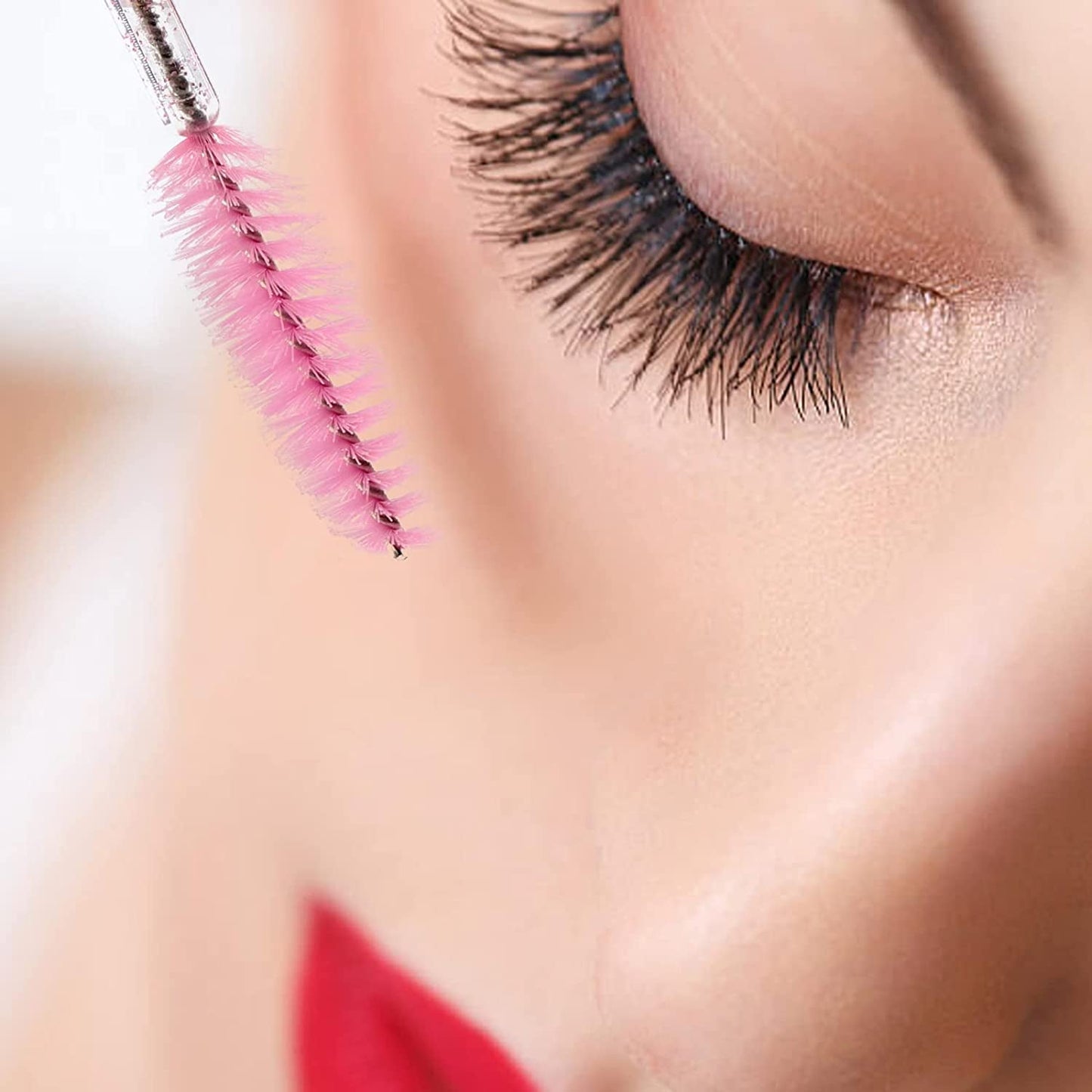 200 Disposable Eyelash Brushes | Pink Spoolies for Mascara & Eyebrow Care