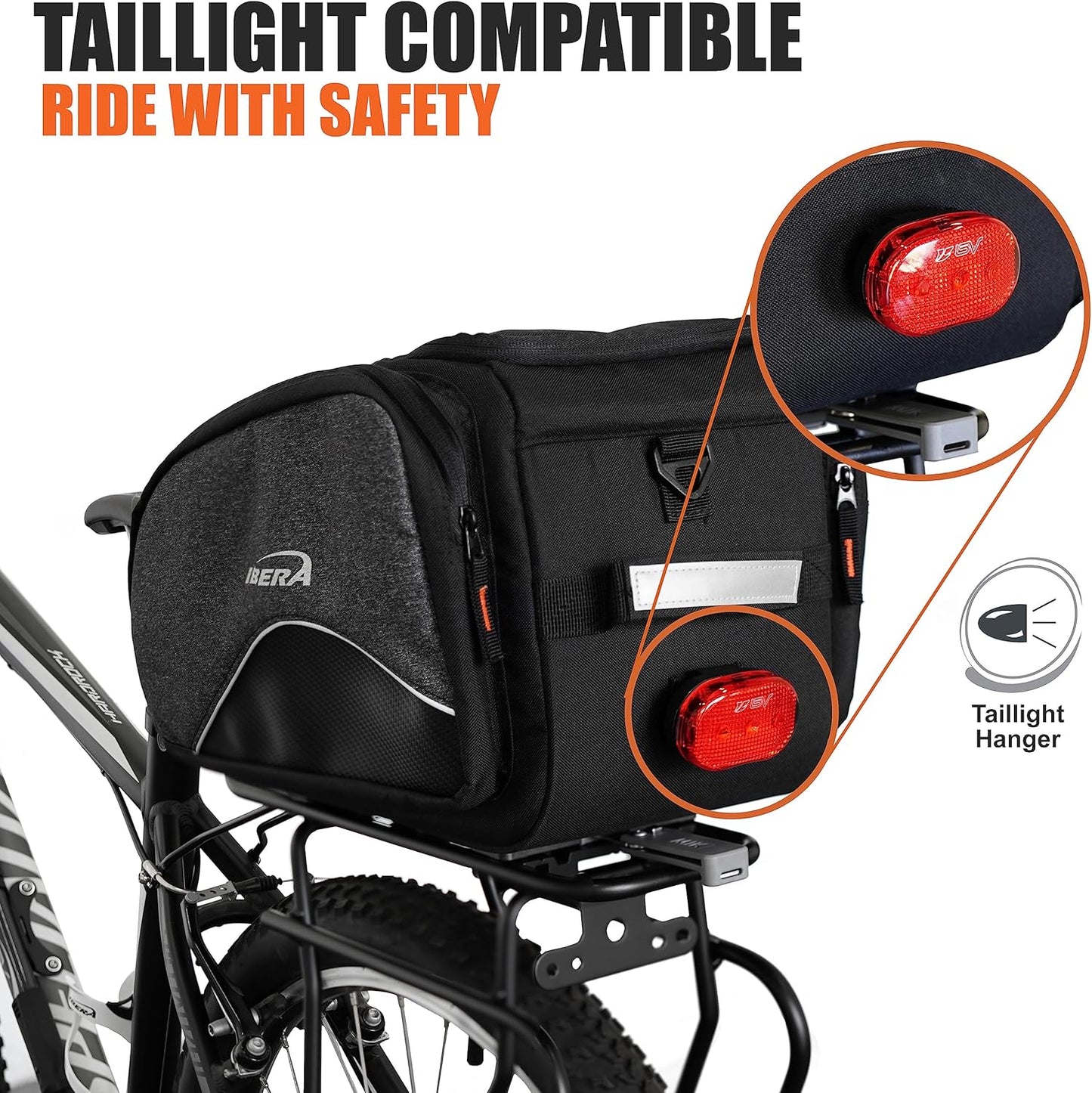 Ibera 2 in 1 PakRak Commuter Bicycle Trunk Bag with Expandable Panniers, Clip On Quick Release Design and Detachable Shoulder Strap