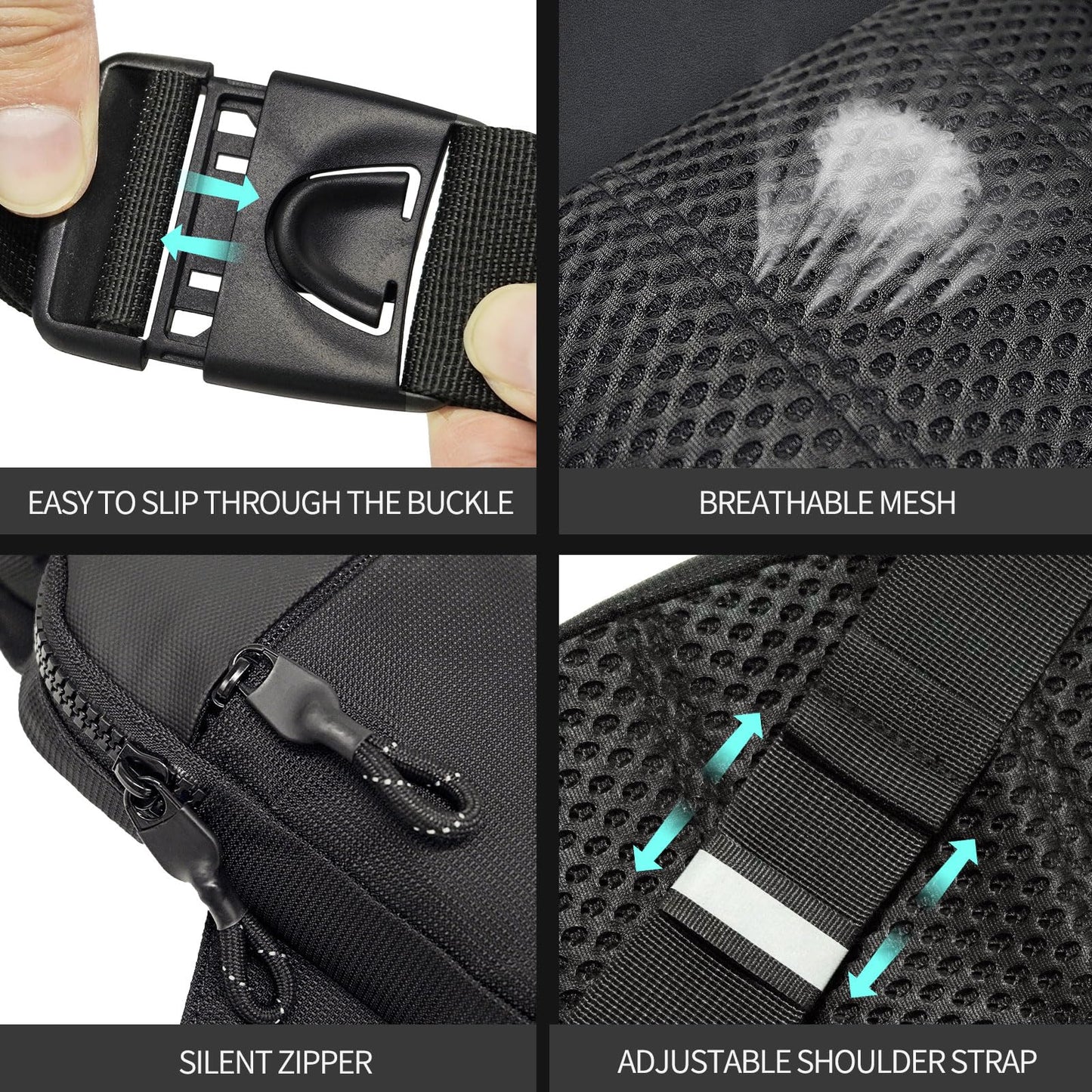 LKEX Mini Sling Bag - Men's & Women's Crossbody Fanny Pack - Casual Personal Pocket Backpack - Phone & Chest Bag (Black, Mini (L*W*H=13*3*19cm))