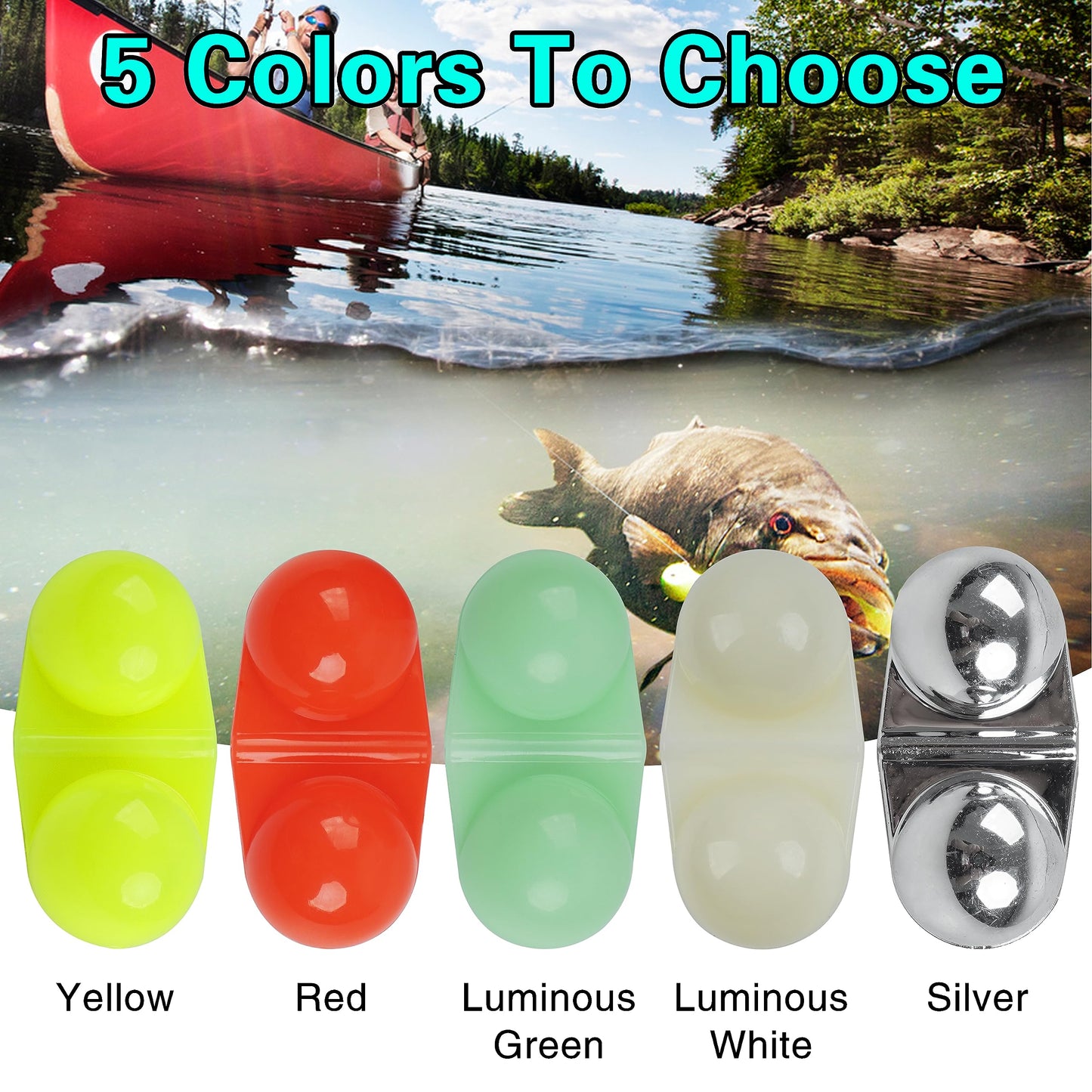 AGOOL Fishing Double Rattle Beads, 40pcs Catfish Rattles for Fishing Catfishing Rattles Catfish Rig Portable Plastic Fishing Beads Fishing Bells Accessory for Catfish Striper Bass Pompano