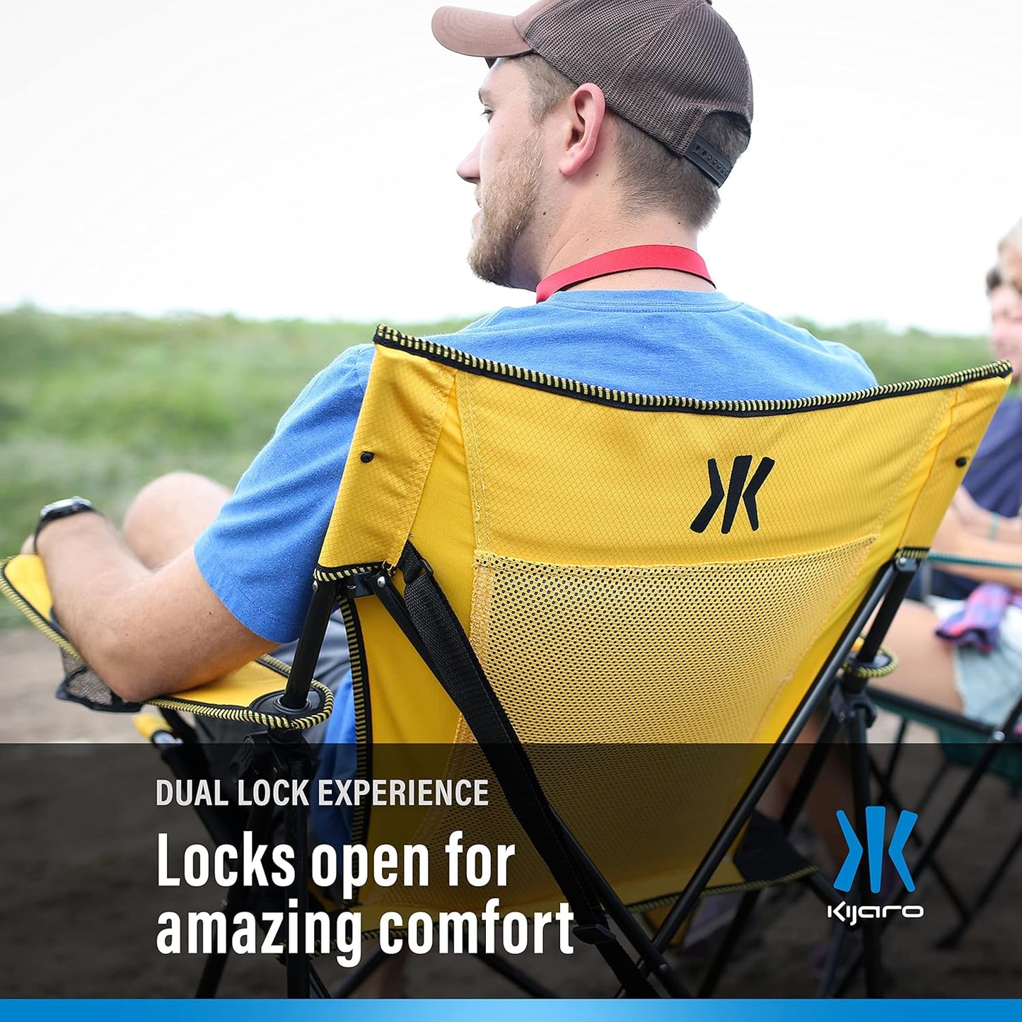 Kijaro Enjoy Versatile Folding Sports, Outdoor Chair & Lawn Chair, Dual Lock Feature, Maldives Blue (Hard Arm)
