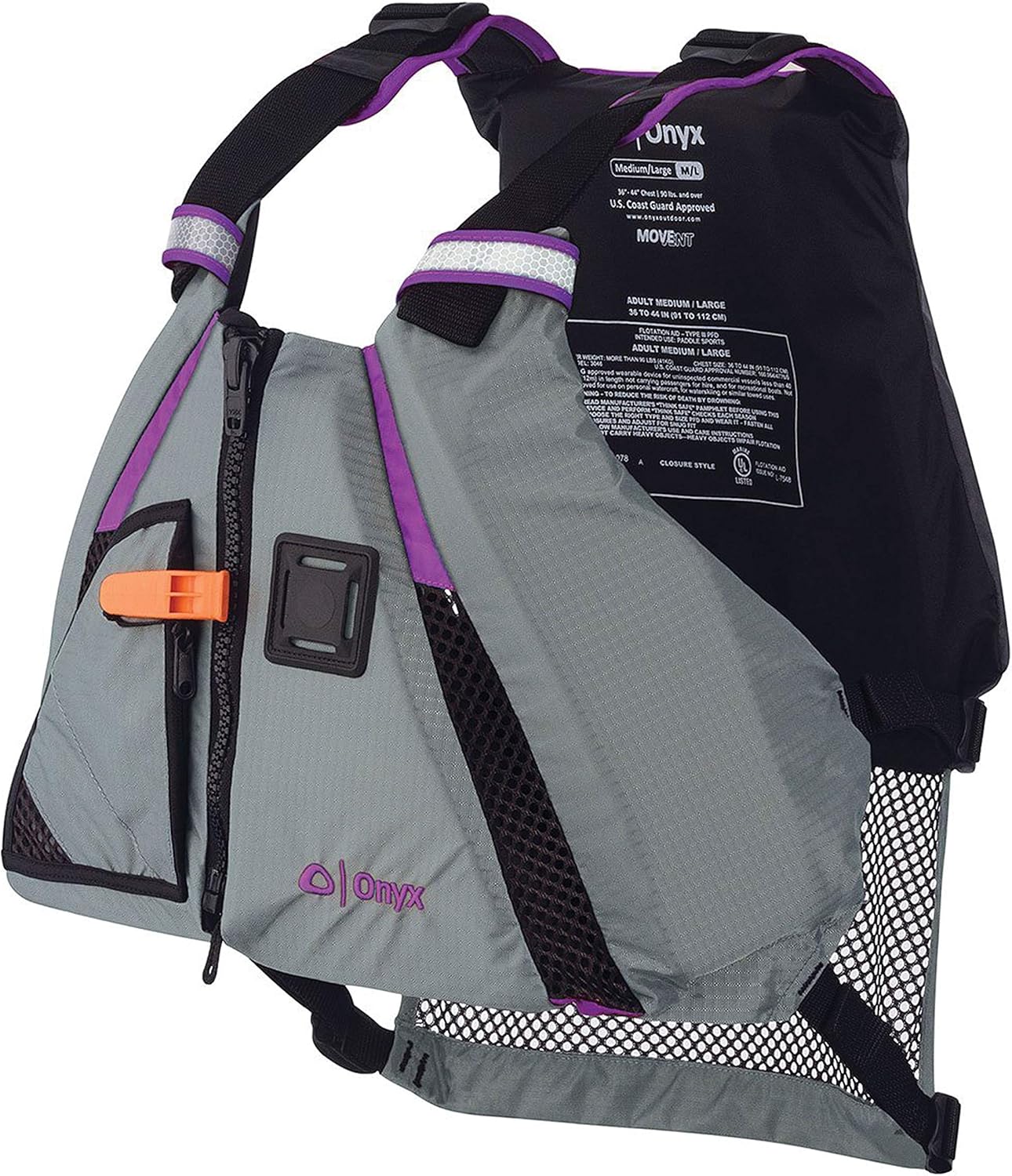 Onyx U.S. Coast Guard and Transport Canada Approved MoveVent Dynamic Paddle Vest for Adults for Kayaking, Canoeing, Stand Up Paddleboarding