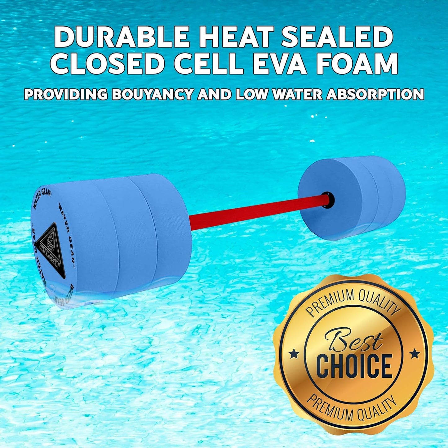 Water Gear Eco Bar Float - Water Fitness and Pool Exercise - Great For Upper Body and Minimum Stress Training - Non-Padded