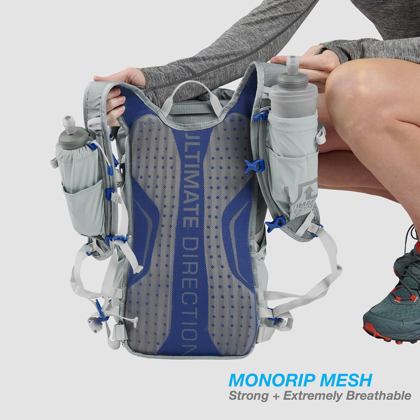 Ultimate Direction FastPackHer 20L 2.0 – Lightweight Running Hydration Backpack, Women’s Specific Fit, Shoulder Strap Pockets, Upgraded for 2023 (Medium / Mist)