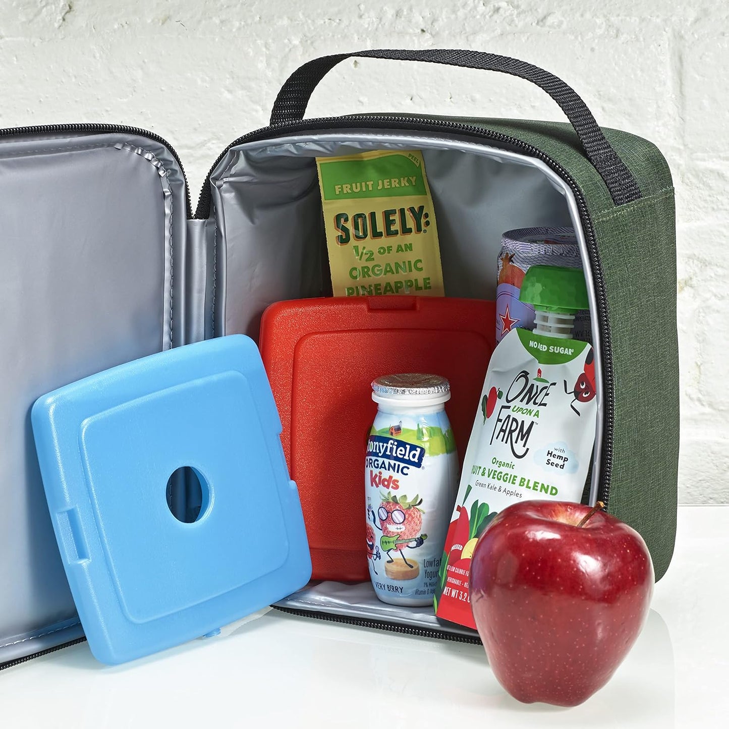 Cool Coolers By Fit & Fresh 4 Pack Slim Ice Packs, Quick Freeze Space Saving Reusable Ice Packs for Lunch Boxes or Coolers, Multi Colored, Single Pack