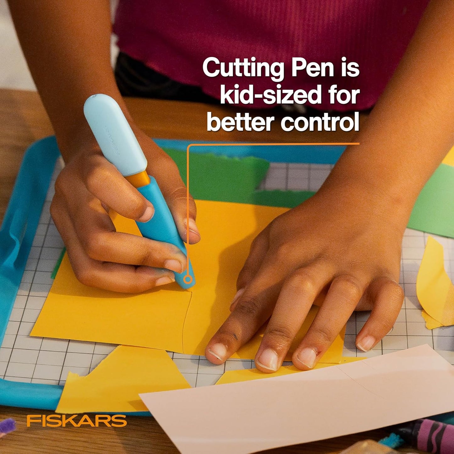 Fiskars Kids Junior Paper Trimmer – Turquoise Safe and Easy Paper Cutter for Crafting and School Projects 7 x 11.5 Inches