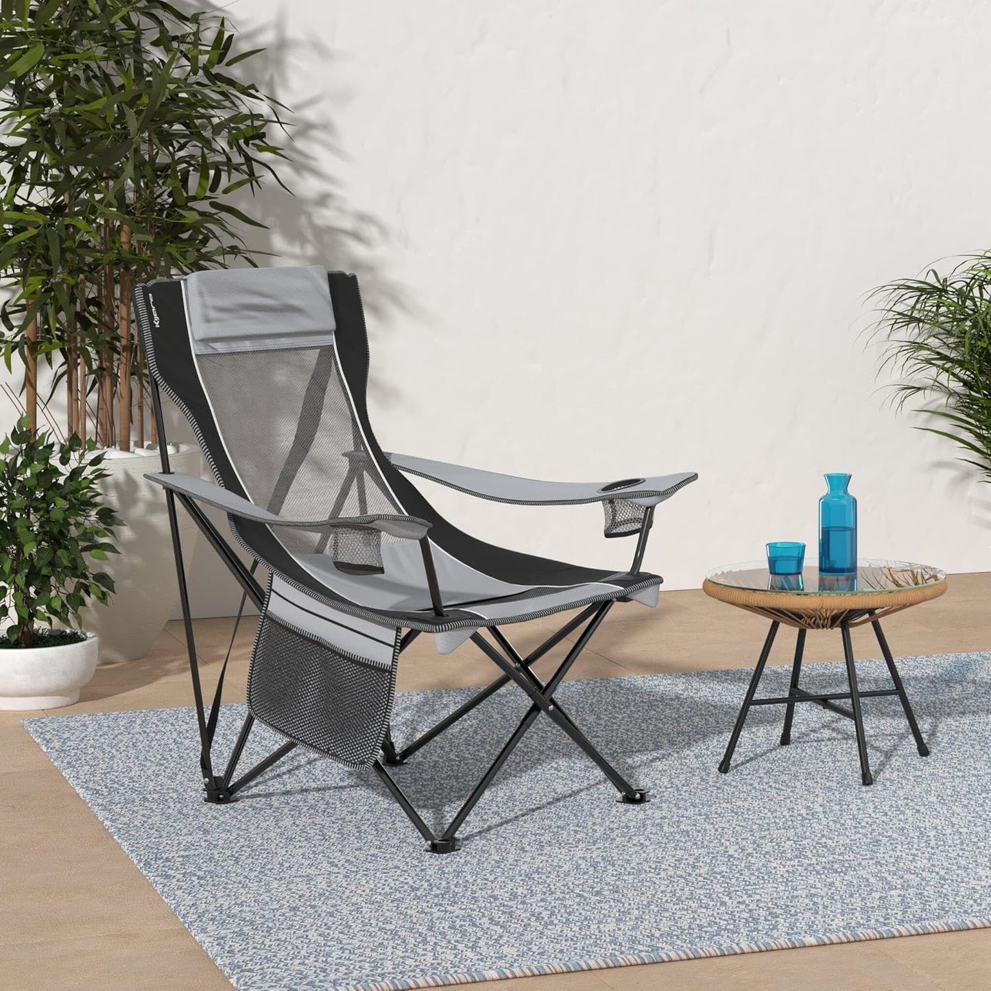 Kijaro Sling Folding Camping Chair - Enjoy The Outdoors in This Outdoor Chair with a Built-in Cup Holders and Side Organizer OR Side Cooler - Includes a Detachable Pillow