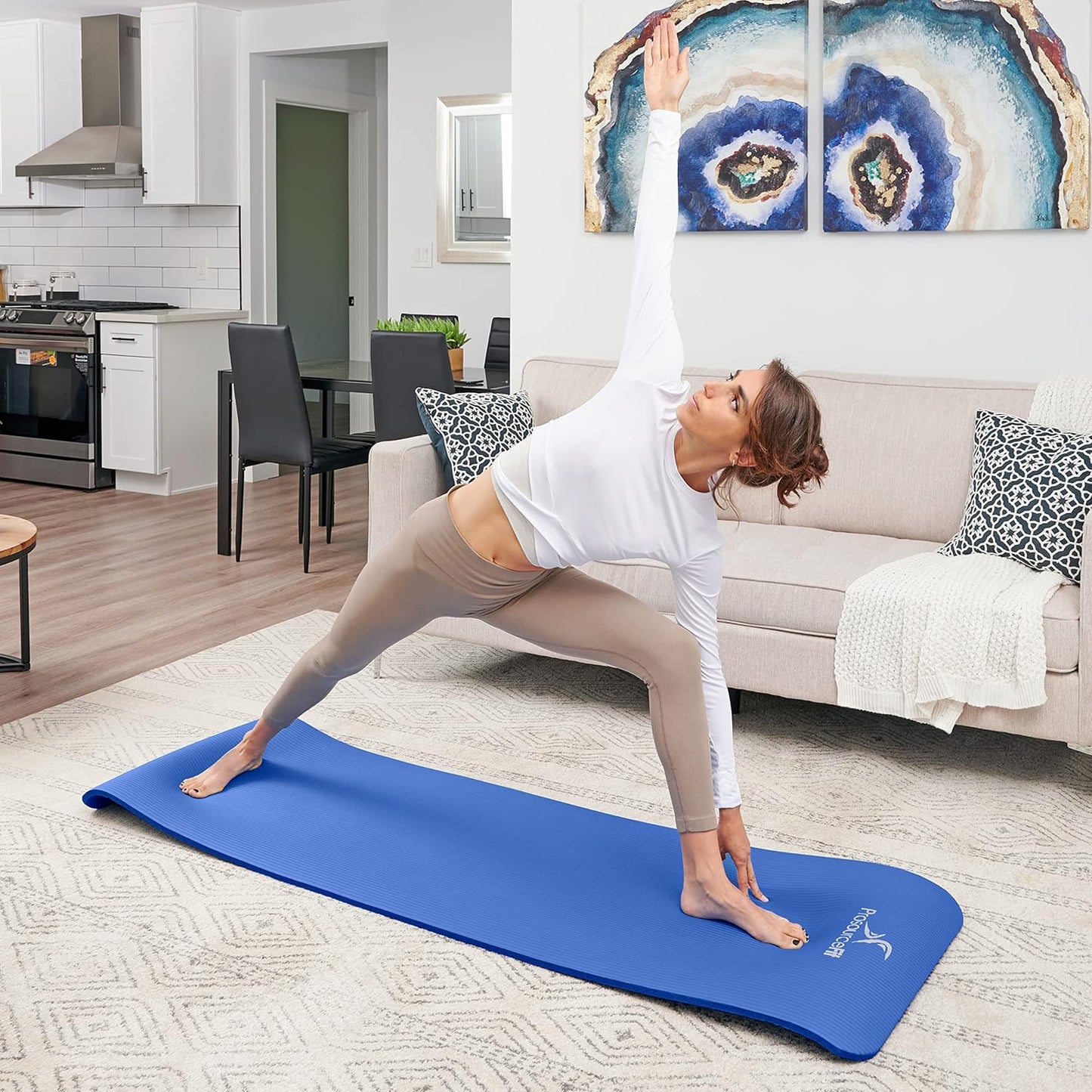 ProsourceFit Extra Thick Yoga and Pilates Mat ½” (13mm), 71-inch Long High Density Exercise Mat with Comfort Foam and Carrying Strap