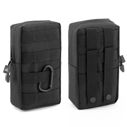 Little Fire Craft Tactical Pouch Drawstring Nylon Molle Pouch Outdoor Waist Bag Multi-Purpose Water-Resistant (Black)