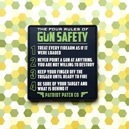 Patriot Patch Co - 4 Rules of Gun Safety - Patch - Safety Green