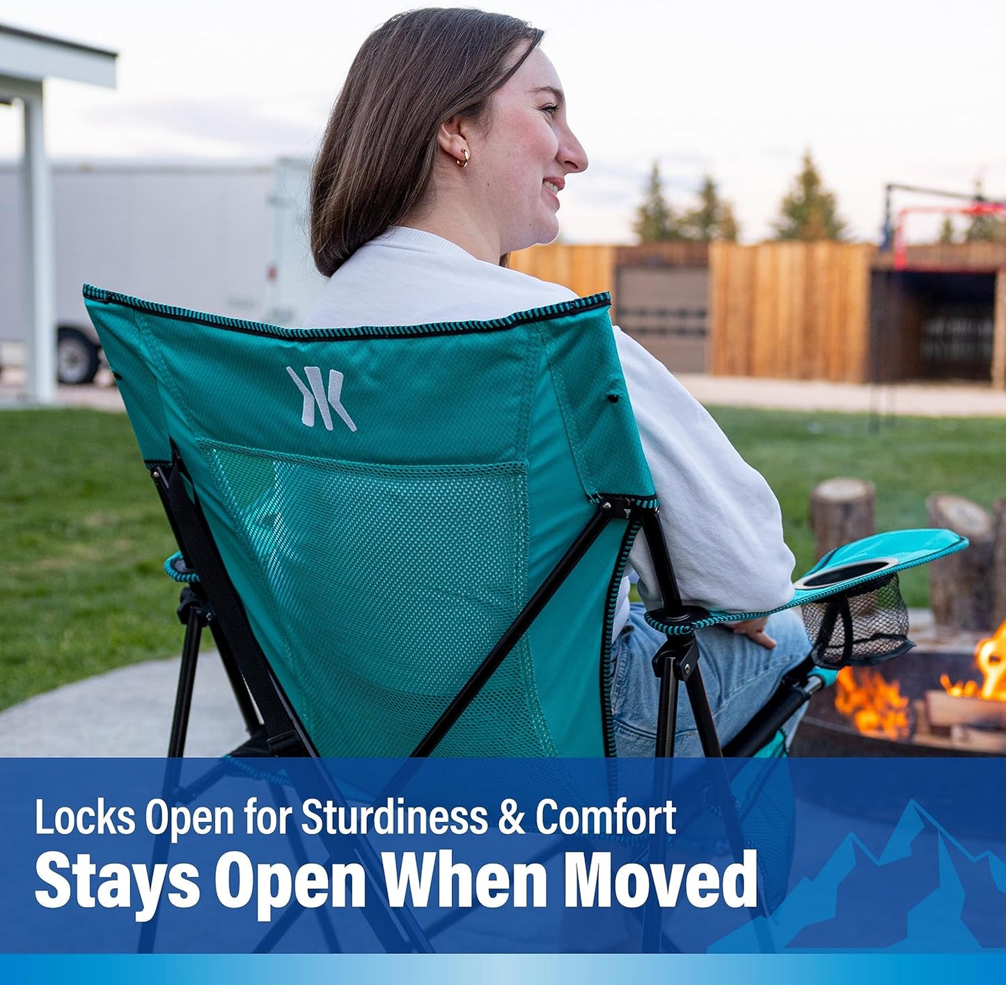 Kijaro Enjoy Versatile Folding Sports, Outdoor Chair & Lawn Chair, Dual Lock Feature, Maldives Blue (Hard Arm)