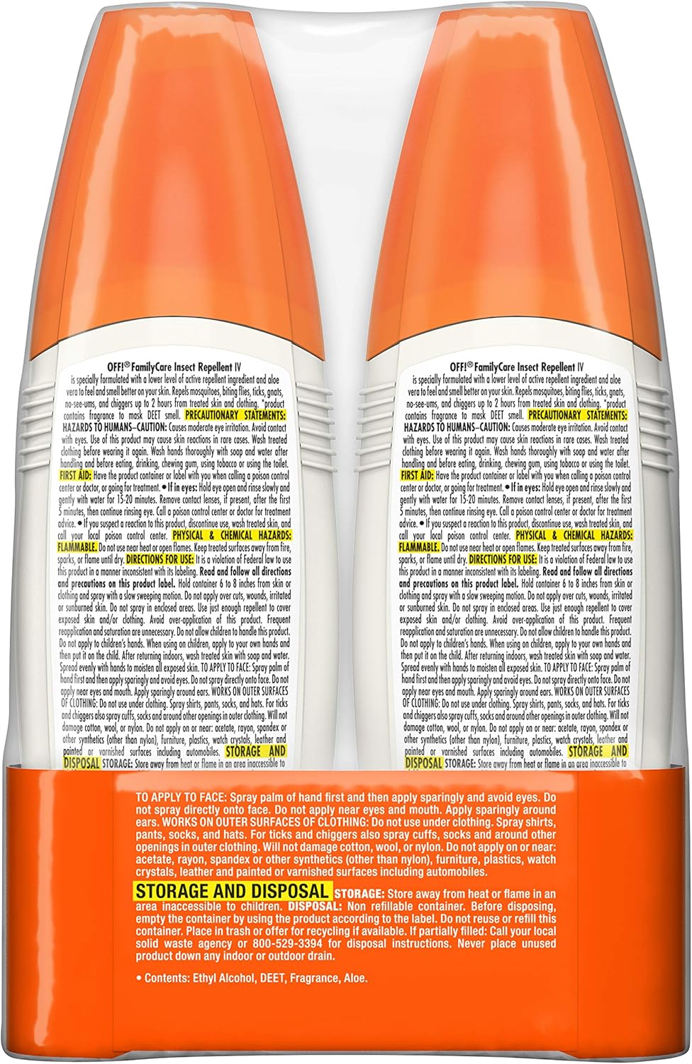 OFF! FamilyCare Insect & Mosquito Repellent Spritz, Unscented Bug spray with Aloe-Vera, 7% Deet, 6 oz (Pack of 2)