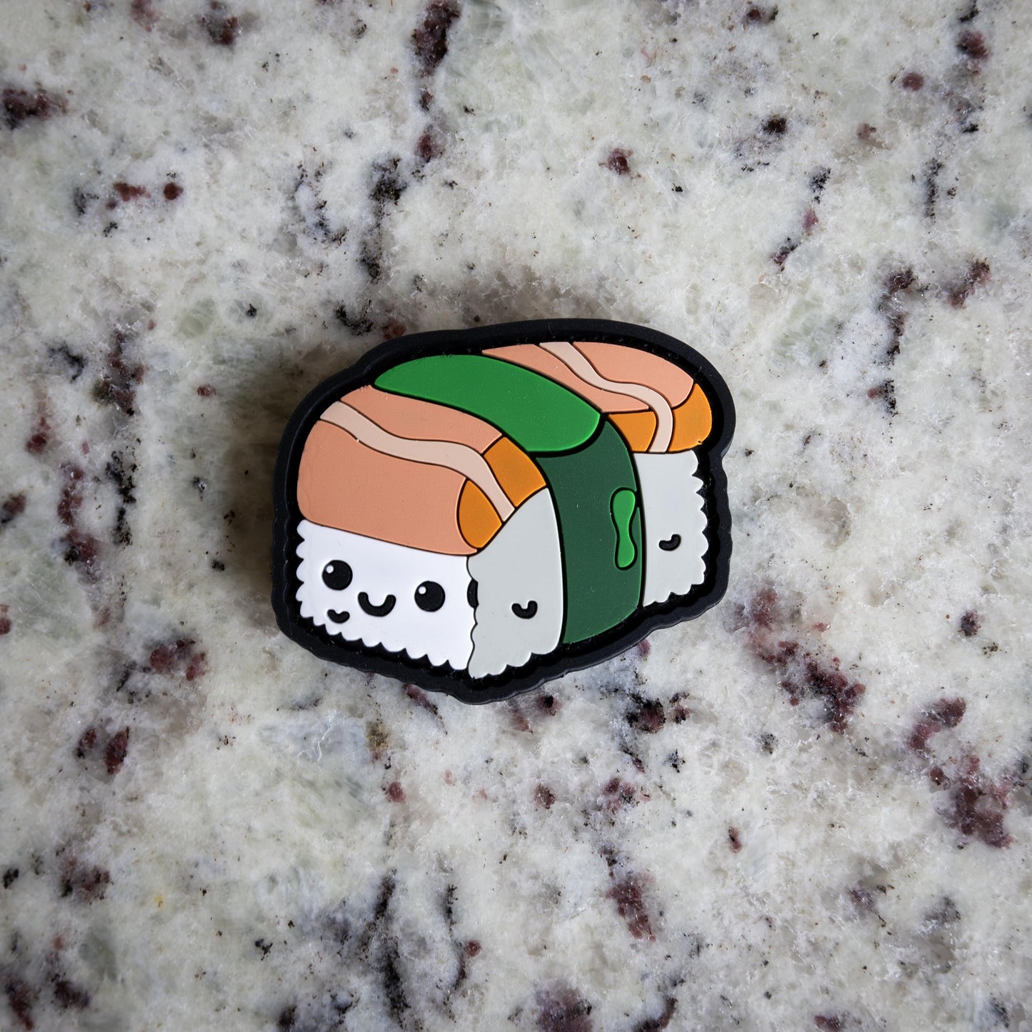 Kawaii Sushi Salmon Nigiri - Parody PVC Morale Patch | Hook & Loop Backing