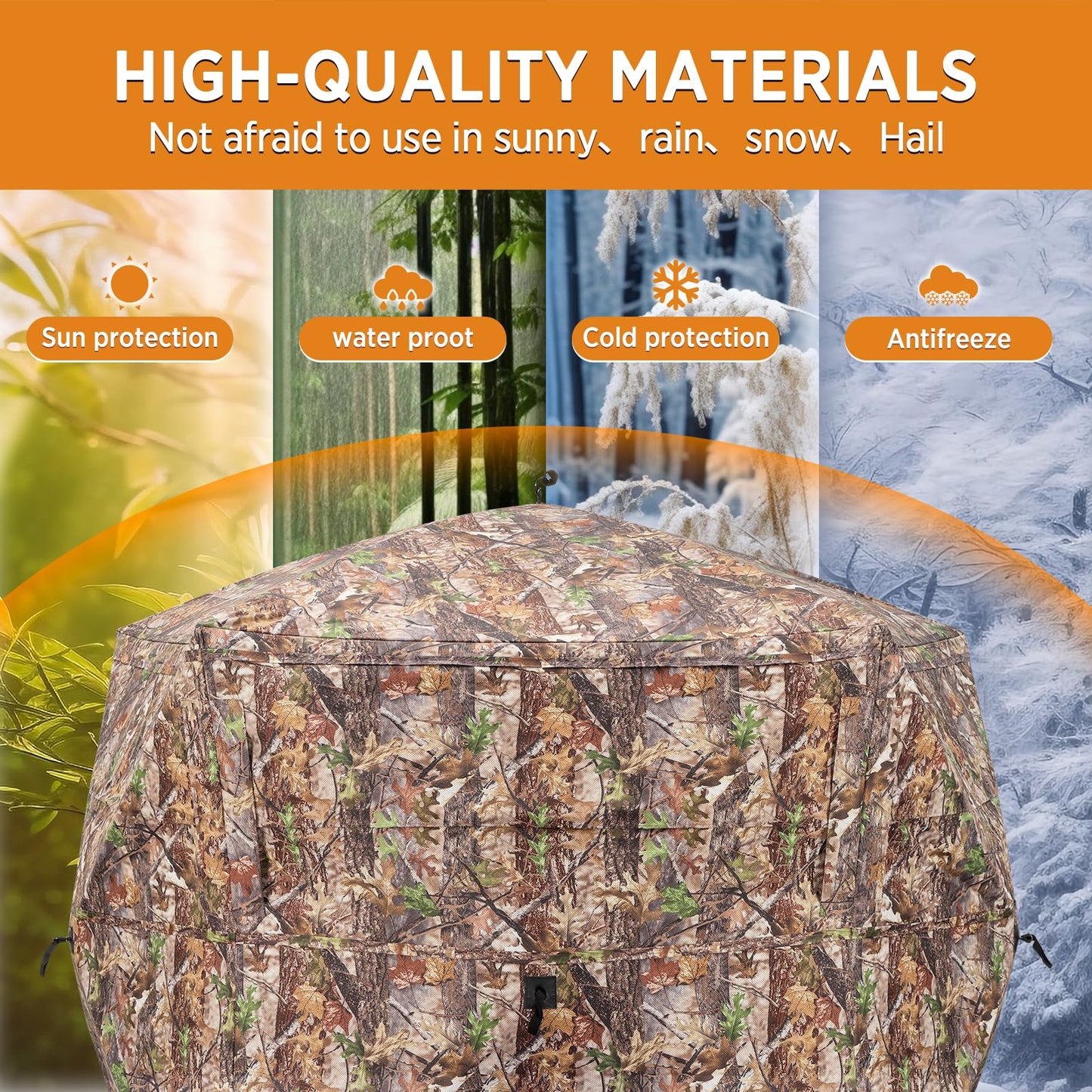 XProudeer Extra Large Hunting Blind 5-Sided Hunting Ground Blind for 3-4 Person 288 Degree See Through Deer Blinds Portable Camouflage Pop Up Blinds