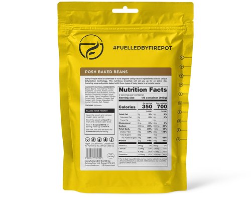 FIREPOT Posh Baked Beans - Healthy Plant Based Dehydrated Camping & Backpacking Meals (2 Servings)