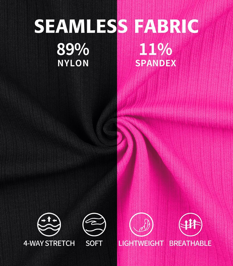 ATTRACO Ribflex 2 Pack Racerback Tank Tops for Women Built in Bra Tank Top Sleeveless Workout Tops S Black/Hot Pink