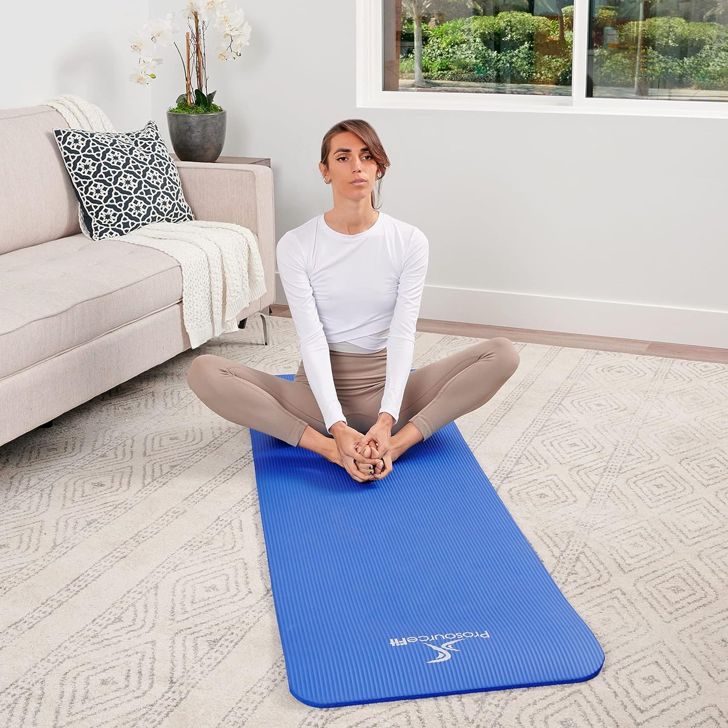 ProsourceFit Extra Thick Yoga and Pilates Mat ½” (13mm), 71-inch Long High Density Exercise Mat with Comfort Foam and Carrying Strap