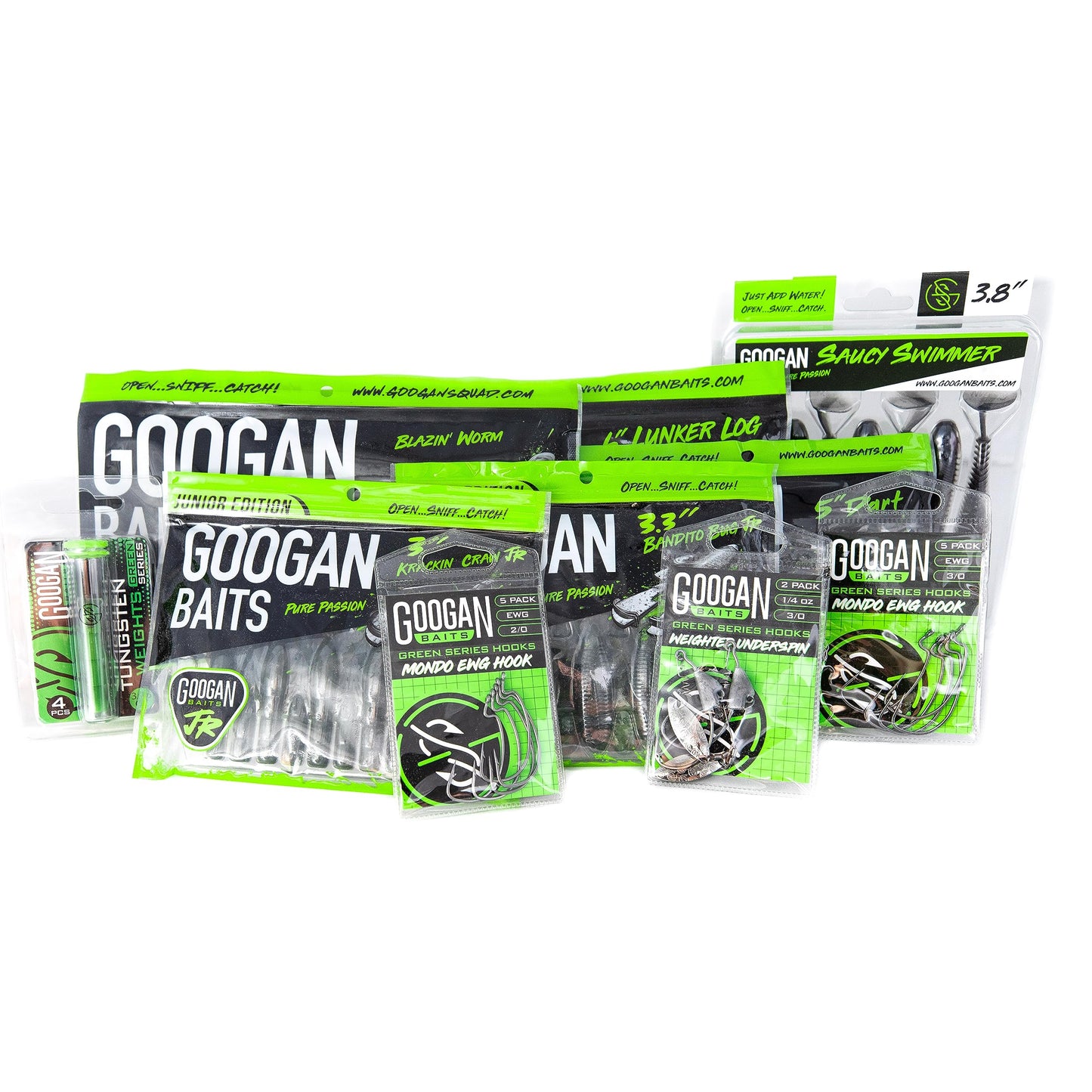 Googan Baits Weekend Fishing Bundle – Soft Plastic Lure & Tackle Box Kit with Swim Baits, Hooks & Accessories – Ideal for Bass Fishing with Enhanced Sensitivity