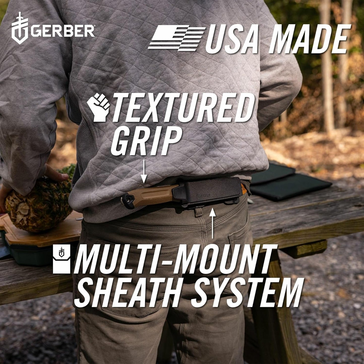 Gerber Gear StrongArm Knife - Fixed Blade - Tactical Knife for Survival Gear - Full Tang, 420HC Steel Blade - Camping Survival Knife - Made in USA - Plain edge, Coyote Brown