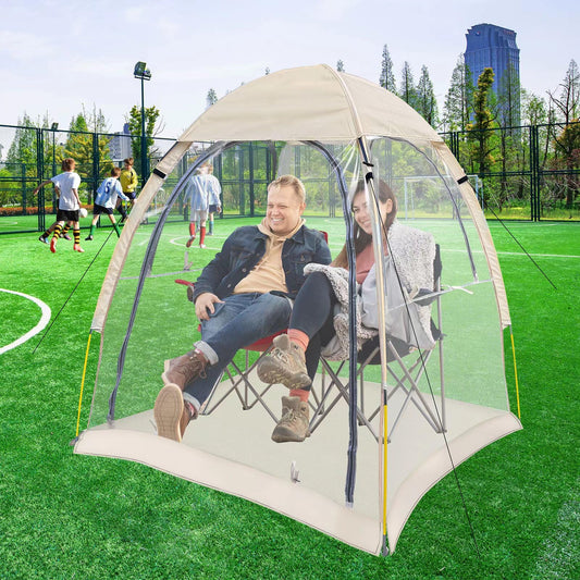 Joramoy Sport Tent with Removeable Top Cover, Portable All Weather Sheleter with Sealed Floor, Rainproof Windproof Clear Bubble Tent for Wathching Sports Event, Camping, Hiking, Fishing(1-2 Person)