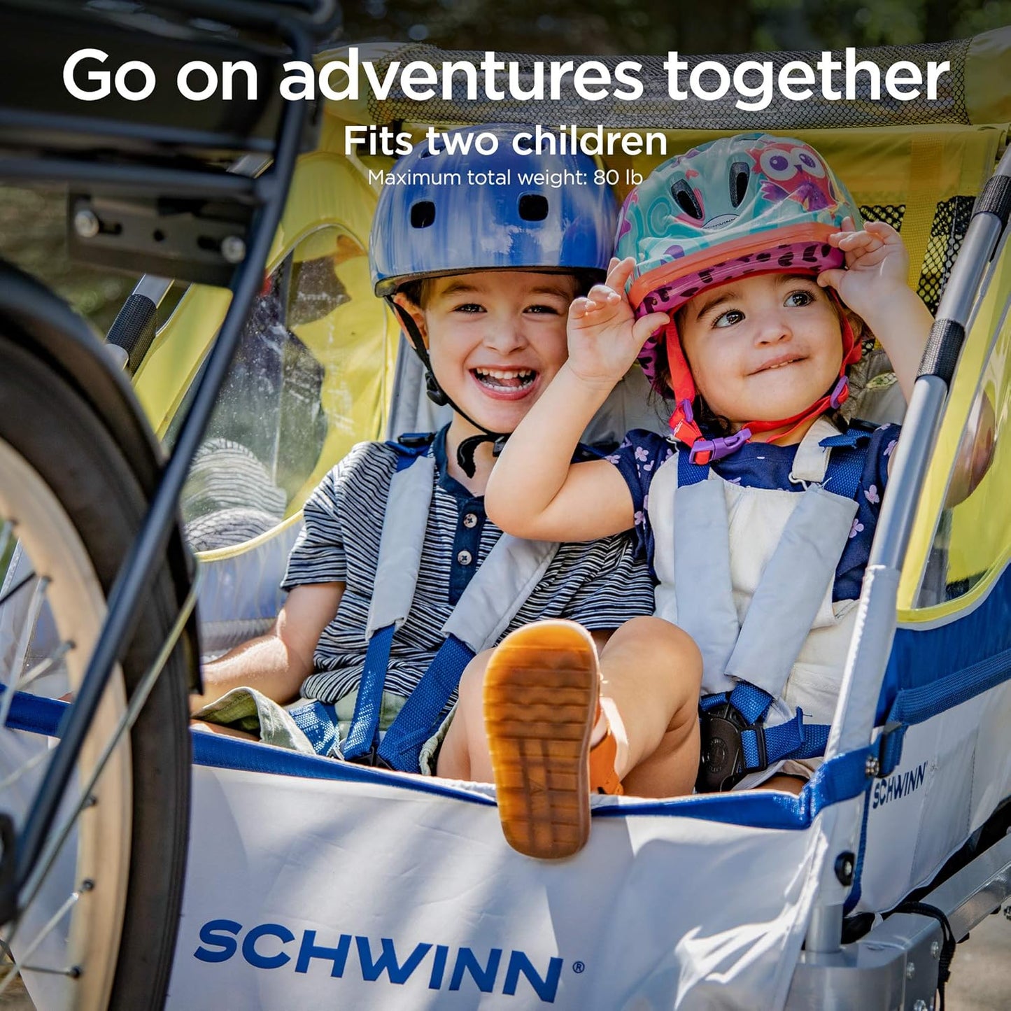 Schwinn Trailblazer Plus, Trailblazer, Joyrider or Echo Kids Bike Trailer, Single or Double Seat, Universal Coupler, Folding Frame, Quick-Release Wheels, Canopy, Schwinn Bike Trailer for Kids