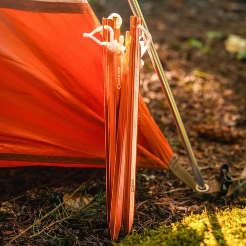 Coghlan's Ultralight Tent Stakes 9 Inch – 4 Pack - Lightweight Aluminum Pegs with Easy Pull Nylon Cord for Camping, Hiking, and Backpacking; Durable Outdoor Gear for Secure Tent Setup