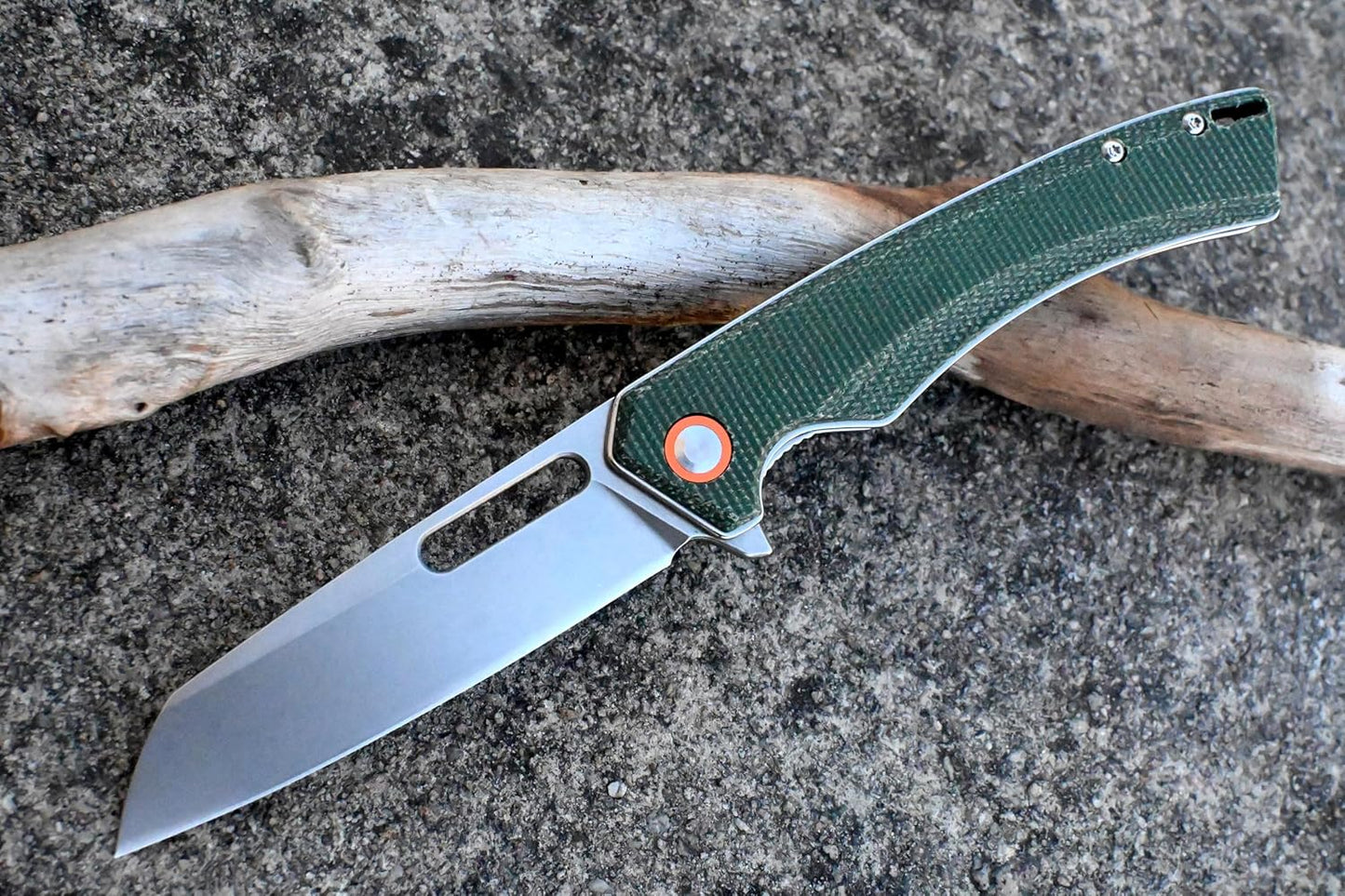 YAK & YETI Green Micarta Handle Folding Knife- Everyday Carry Knife for Men and Women - Indoor or Outdoor-Camping and Hunting knife-D2 steel Blade knives