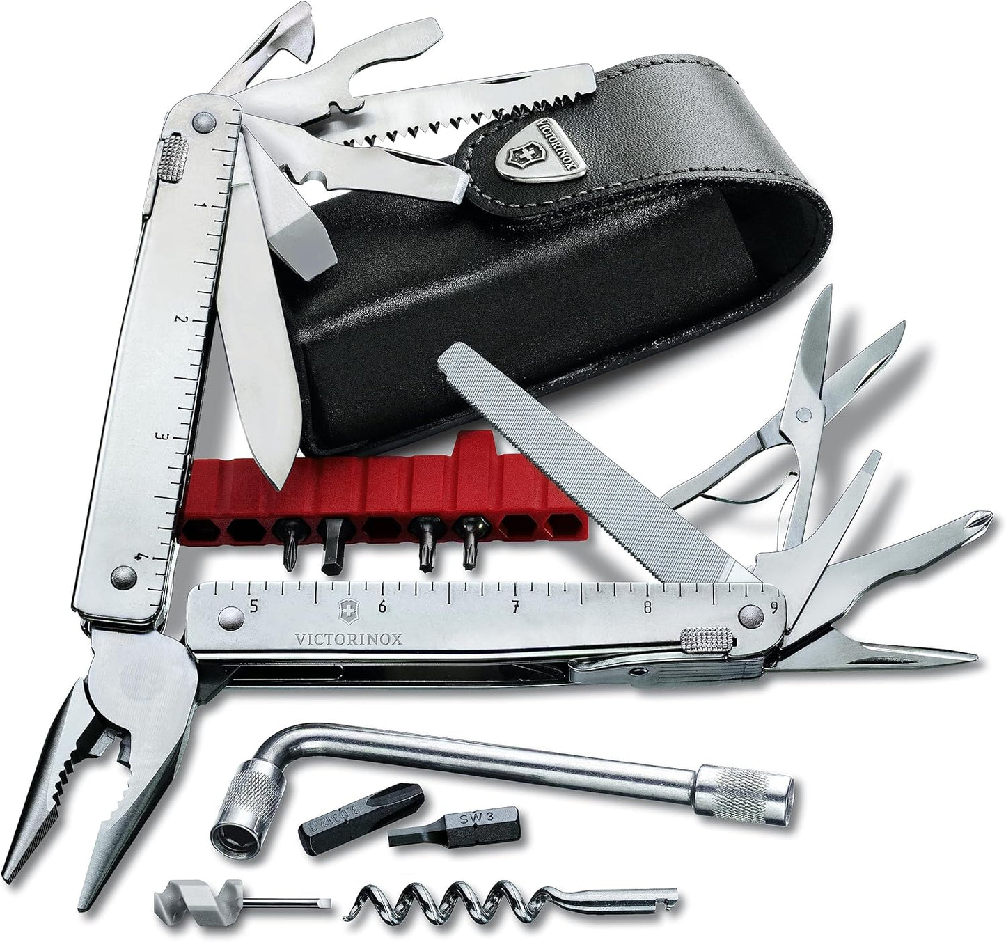 Victorinox Swiss Tool Swiss Army Knife, 24 Function Swiss Made Multi-Tool with Needle-Nose Pliers, Wire Cutters and Large Blade - Silver