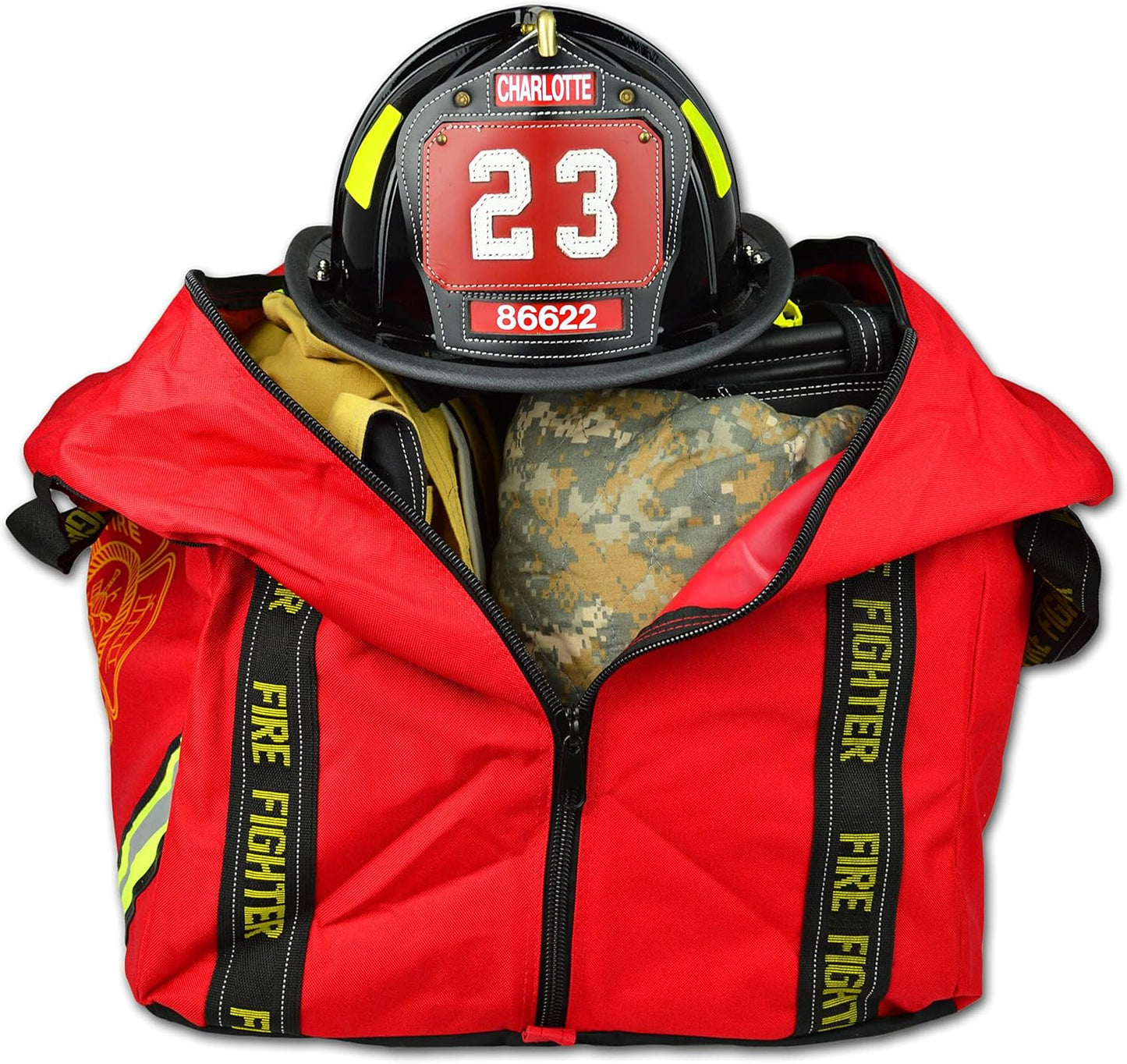 Lightning X Products Deluxe Fireman Firefighter Boot-Style Turnout Step In Bunker Gear Bag - Red