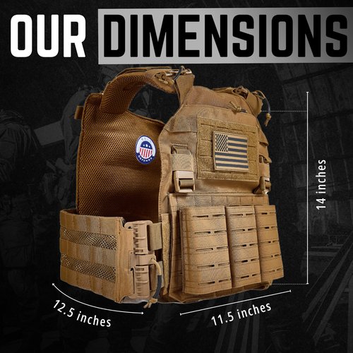 Bolo Defense Tactical Utility Vest – Lightweight Adjustable Quick Release Gear 500D Nylon Vest with Modular Loadout Design for Outdoor & Training Use (Light Brown)