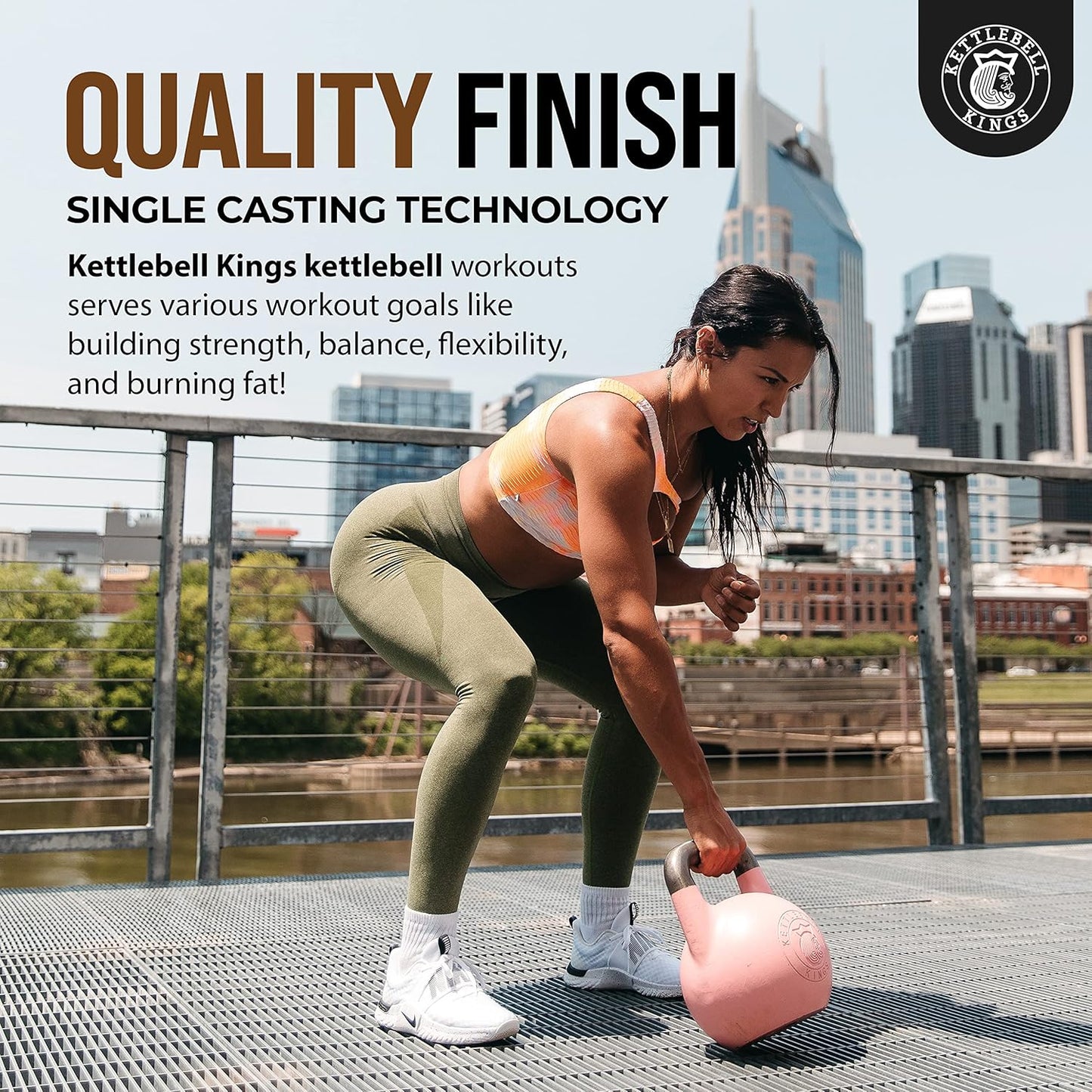 Kettlebell Kings Competition Kettlebells Weight (35mm handle) 8-48 KG | Hand weights Workout Gym Equipment & Strength training sets for Women & Men for Home Gym | Suitable for High Repetition Workouts